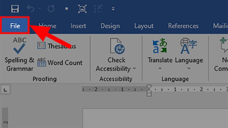 Mở file Word  Nhấn vào tab File